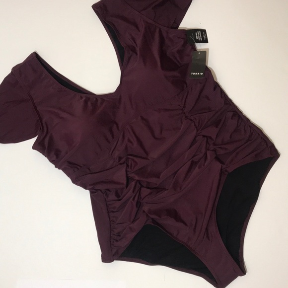 Torrid swimsuit grape purple flutter sleeve - Picture 13 of 13